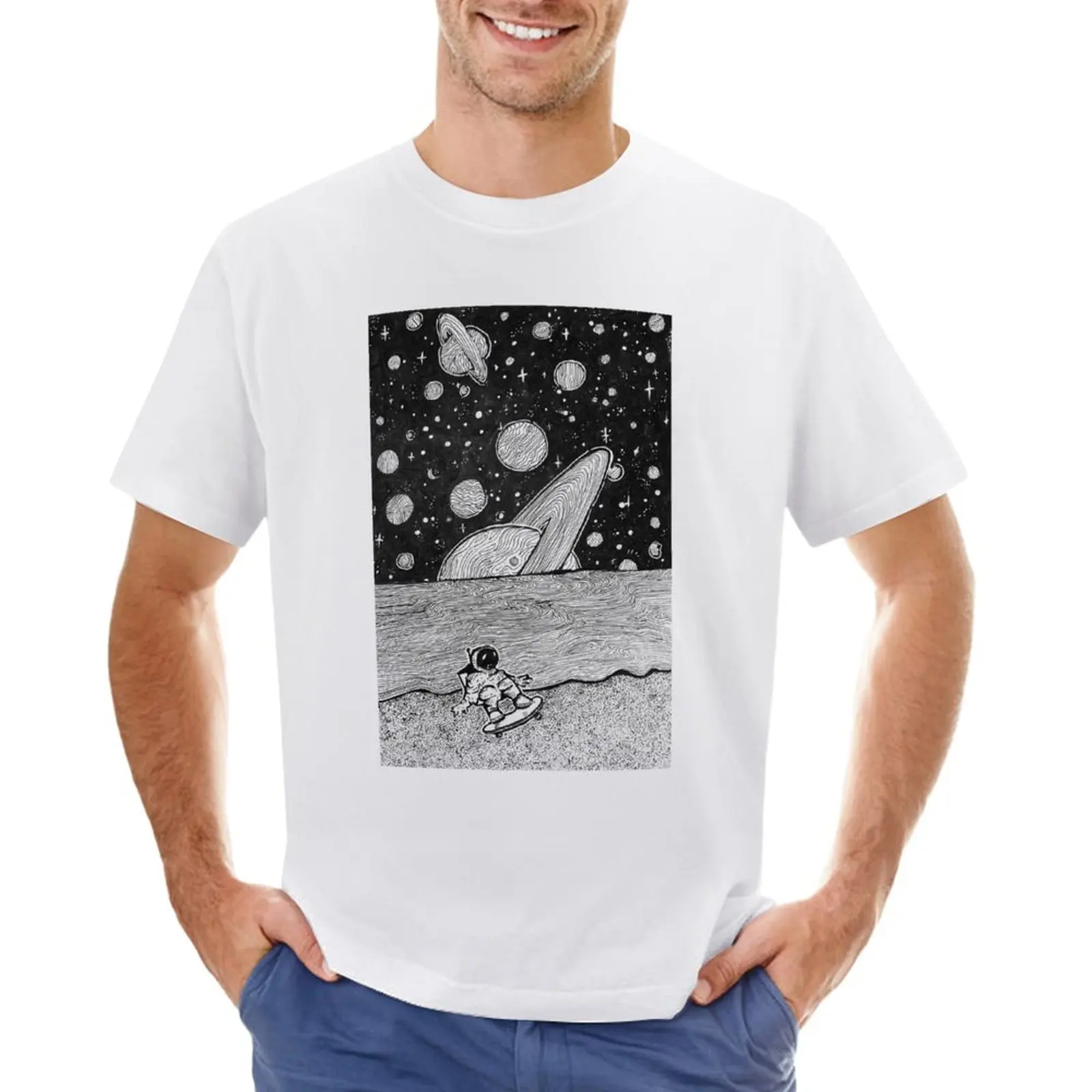 

Skateboarding Spaceman T-Shirt anime clothes for a boy hippie clothes plain white t shirts men