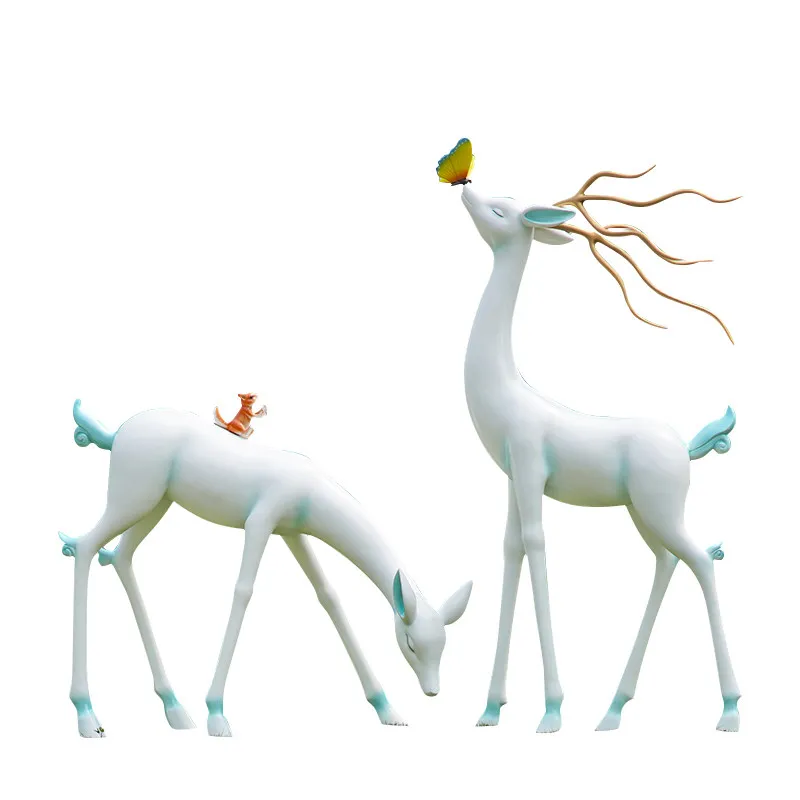 FRP abstract sika deer sculpture ornament, grassland community garden landscape