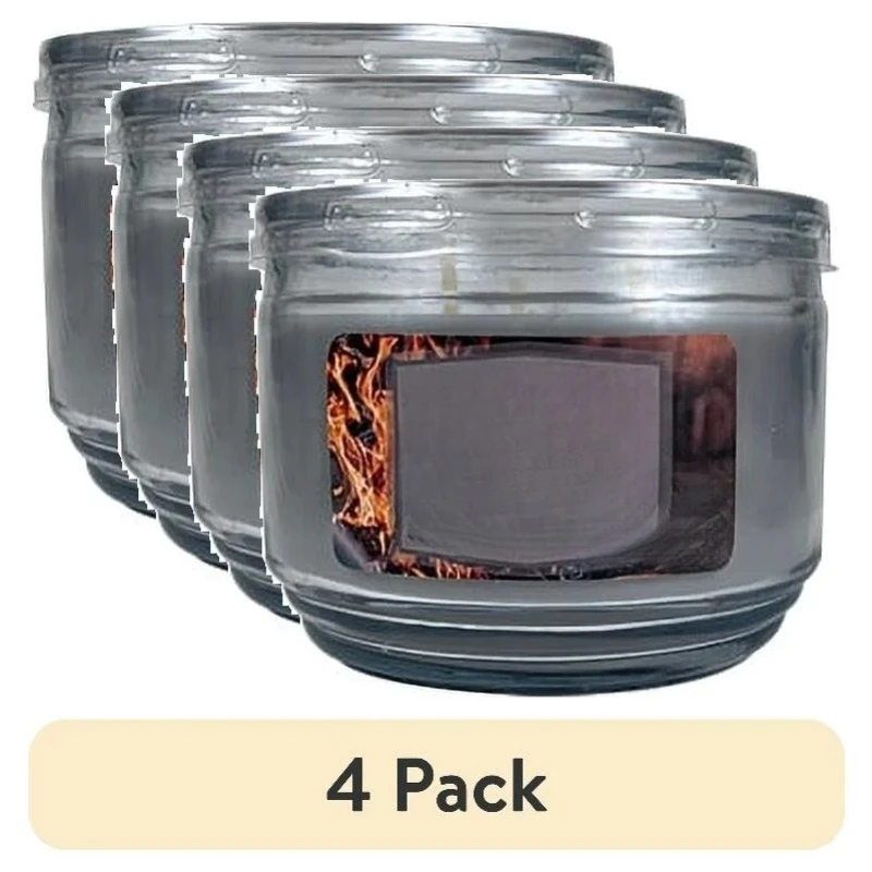 

(4 pack) Backyard Bonfire Scented 3-Wick Glass Jar Candle, 11.5 oz