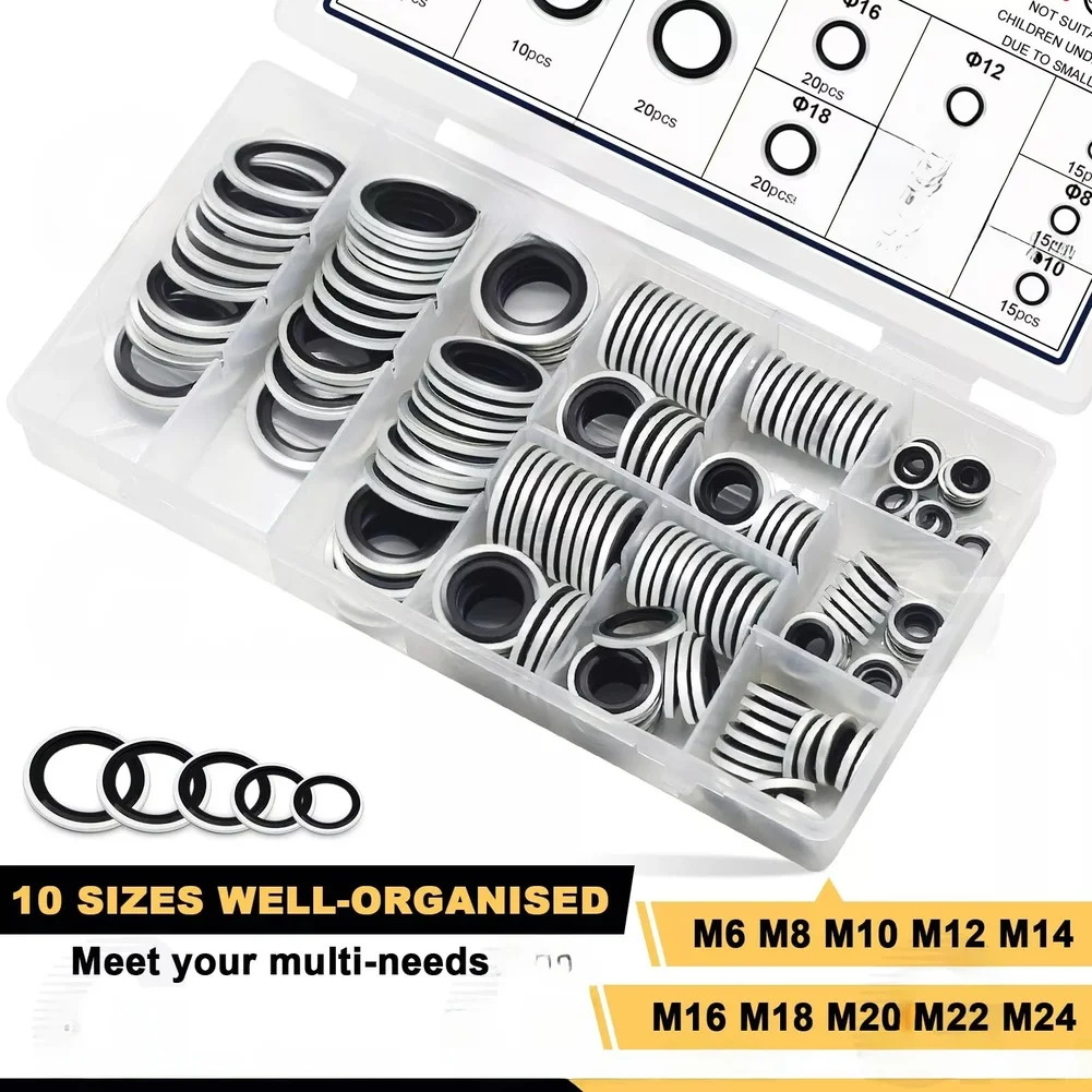 Zinc Plated Finish Washer Kit Precise Alignment Automatic Centering Design Zinc-plated Steel Oil-resistant Rubber Seals