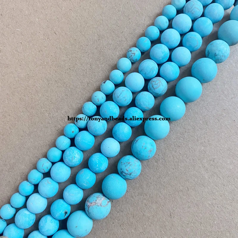 Natural Stone Matte Lt Blue Turquoise Round Loose Beads 15\