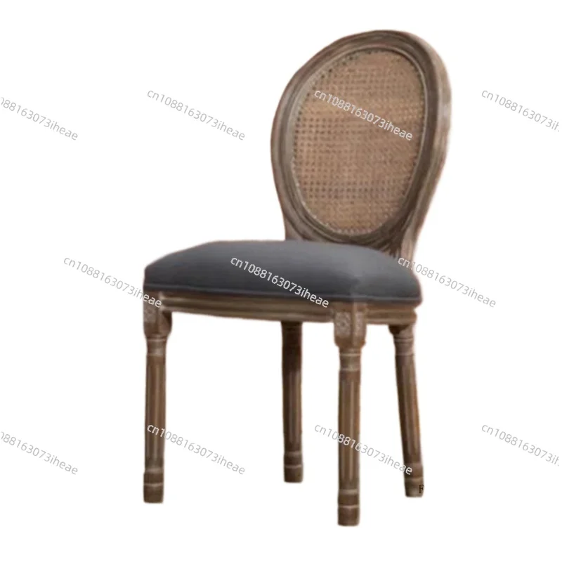 American Solid Wood Dining Chair Hotel Cafe Restaurant Retro High-end Backrest Chairs Designer Vanity Chair Home Furniture