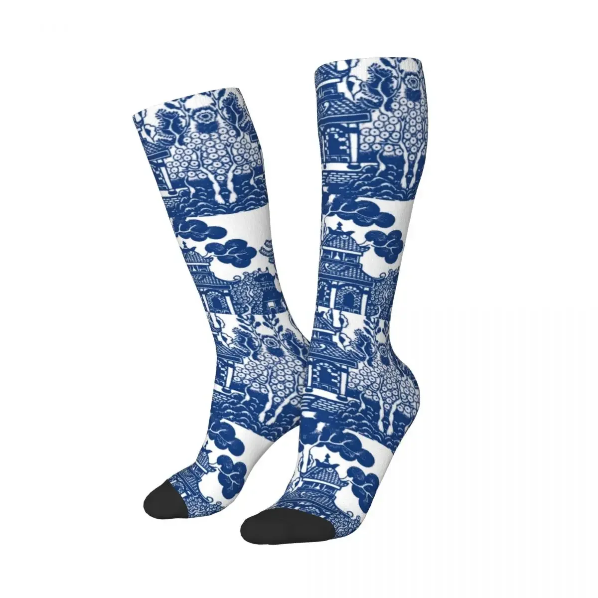 Blue Willow Chinoiserie Socks Harajuku Super Soft Stockings All Season Long Socks Accessories for Man's Woman's Christmas Gifts