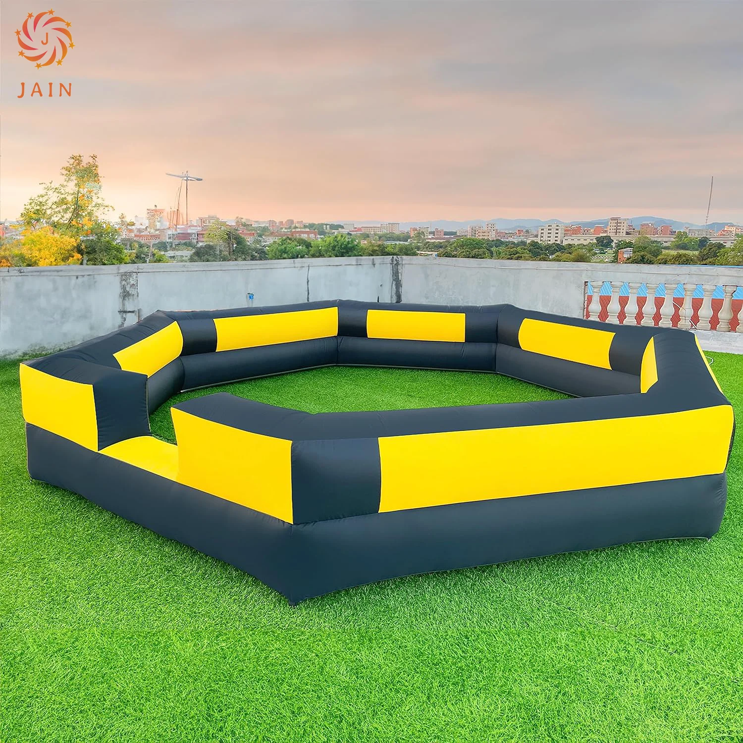 Inflatable Gaga Ball Pit Inflatable Bumper Car Go Kart Track Portable Gaga Court Game with Blower for Outdoor Indoor Activity