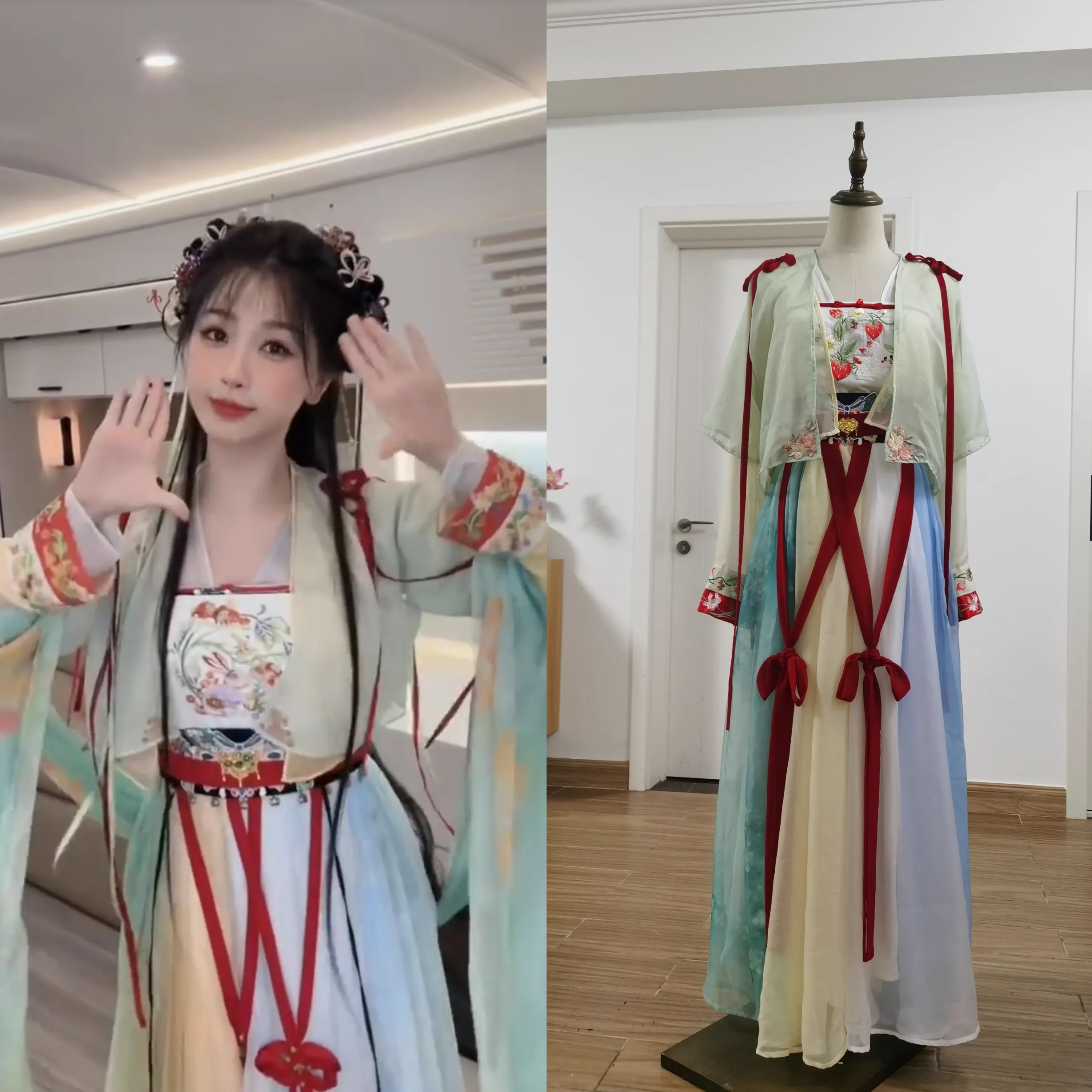 Cute Sweet Girl's Costume Fairy Hanfu Yu Shuxin Same Design for Newest Drama Starry River in the Eternal Night n Hair Accessory