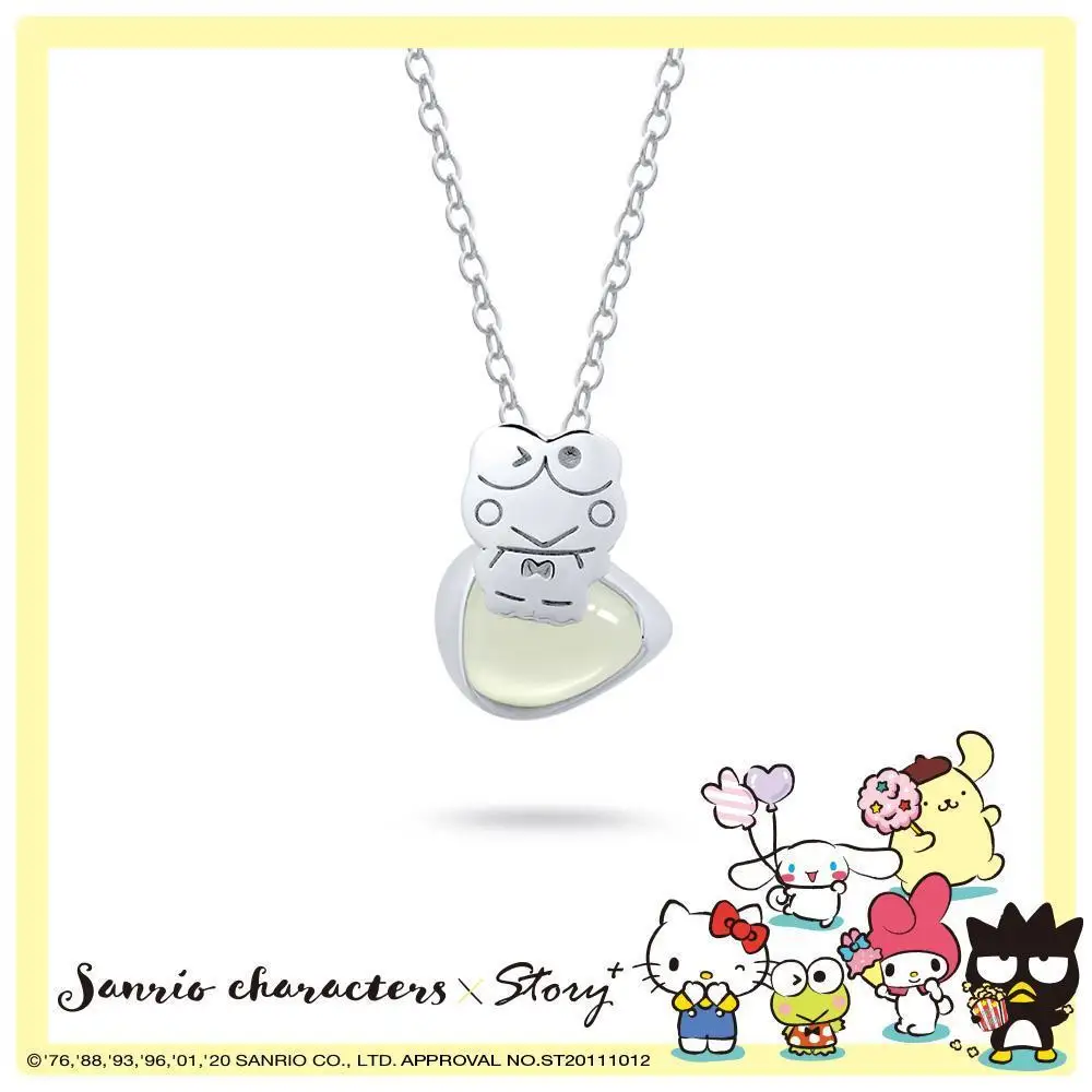 Kawaii Sanrio Necklace KeroKero Keroppi Accessories Cute Beauty Anime Leaf Gemstone Couple Jewelry Anniversary Girls Gift