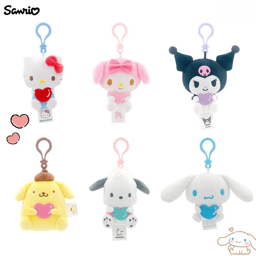 

Kawaii Sanrio Hello Kitty Melody Cinnamoroll Hugging Love Plush Doll Cartoon Keychain Pendant Backpack Decoration Kid Toy Gifts