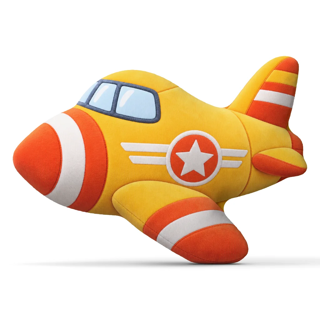Airplane Shaped Stuffed Pillow Yellow Aircraft Cushion Throw Pillow for Kids Nursery Bedroom Aviation Theme Home Decor Gift
