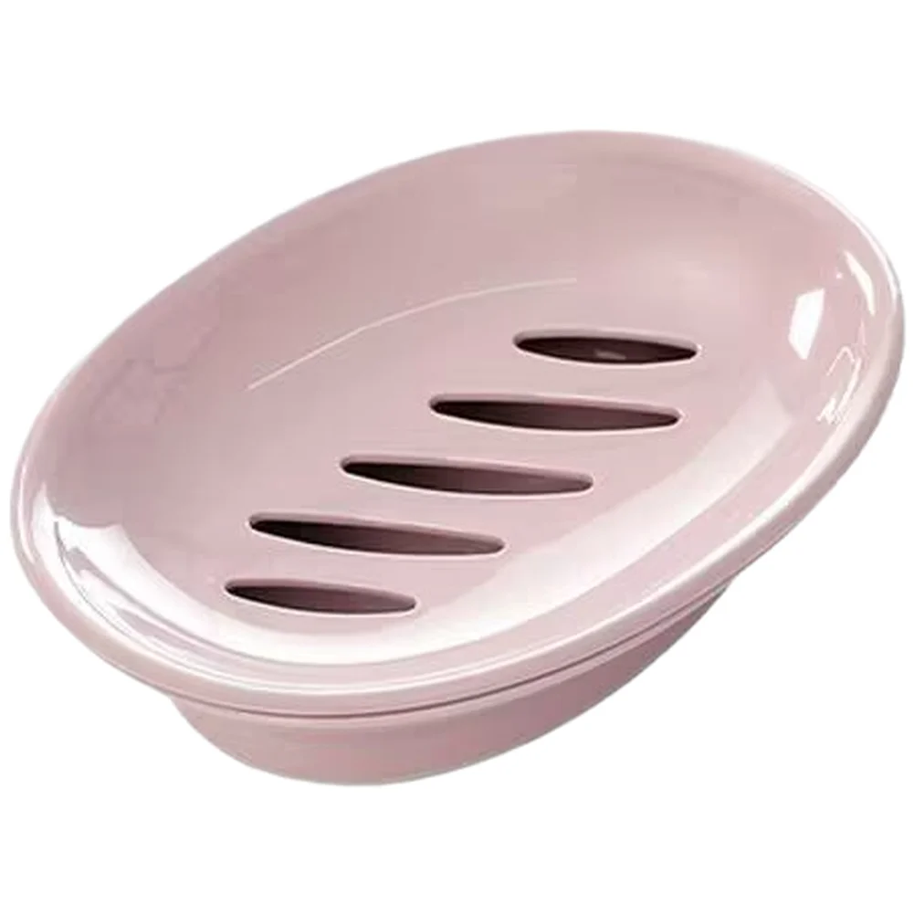 Contemporary Nordic Soap Dish Plastic Two-Tier Structure with Drain Tray for Bathroom Sink Storage 15.5x11.5x3.5cm