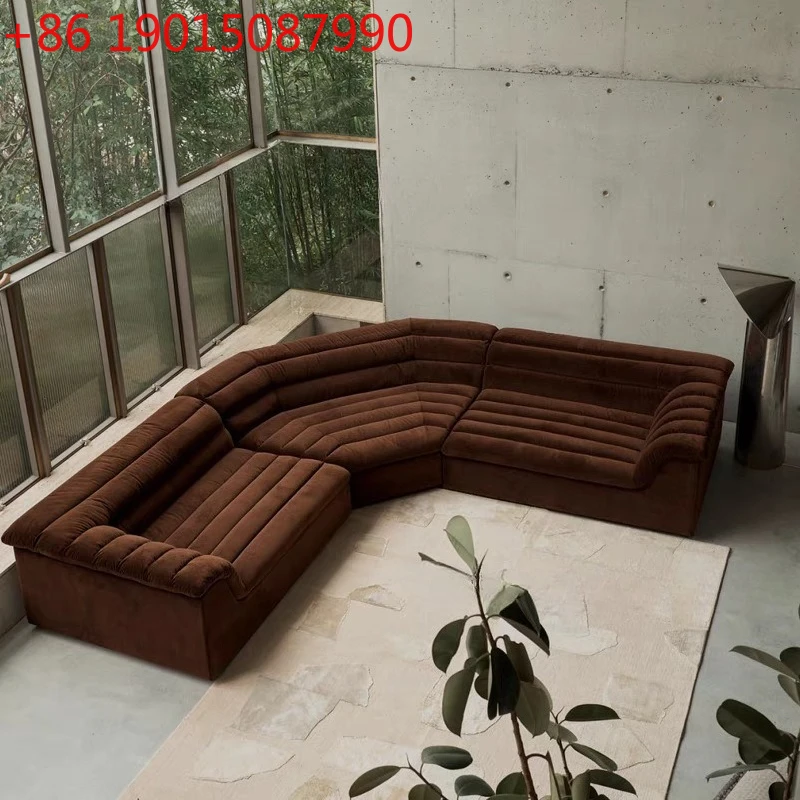 

French retro sofa module combination velvet hair large apartment living room antique sofa
