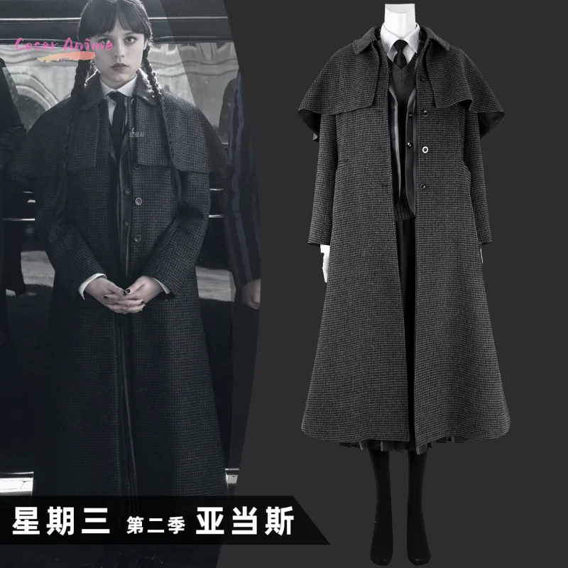 

Movie Wednesday Season 2 Addams Cosplay Costume College Uniform Halloween Party Dress Suit Full Set