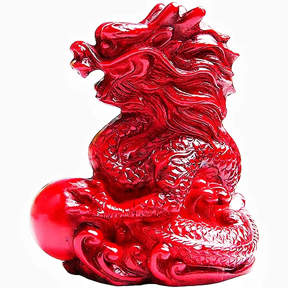 1pc cinnabar Chinese Feng Shui dragon statue ornament