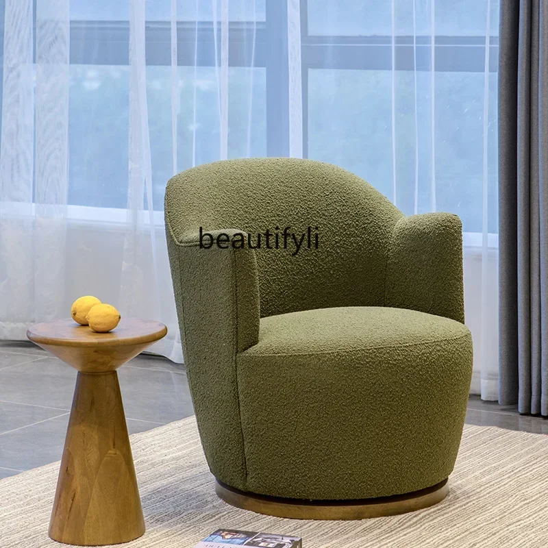 NQ52 Hot sales American rural medieval retro simple solid wood soft bag swivel chair dark green old sofa chair interior
