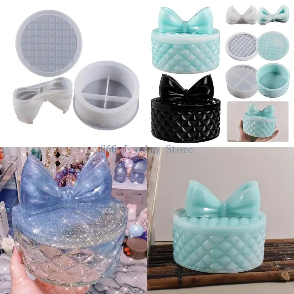 F2TD Storage Box Resin Mold,Diamonds Jewelry Box Silicone Mold for DIY-Home Decor