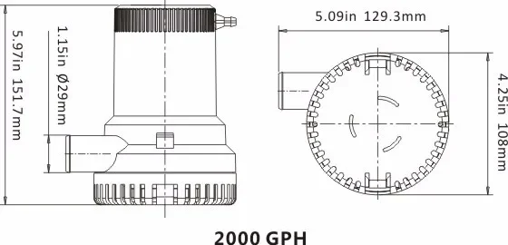 

SFBP1-G2000-01 Судовой погружной насос для откачки воды 12В 2000GPH