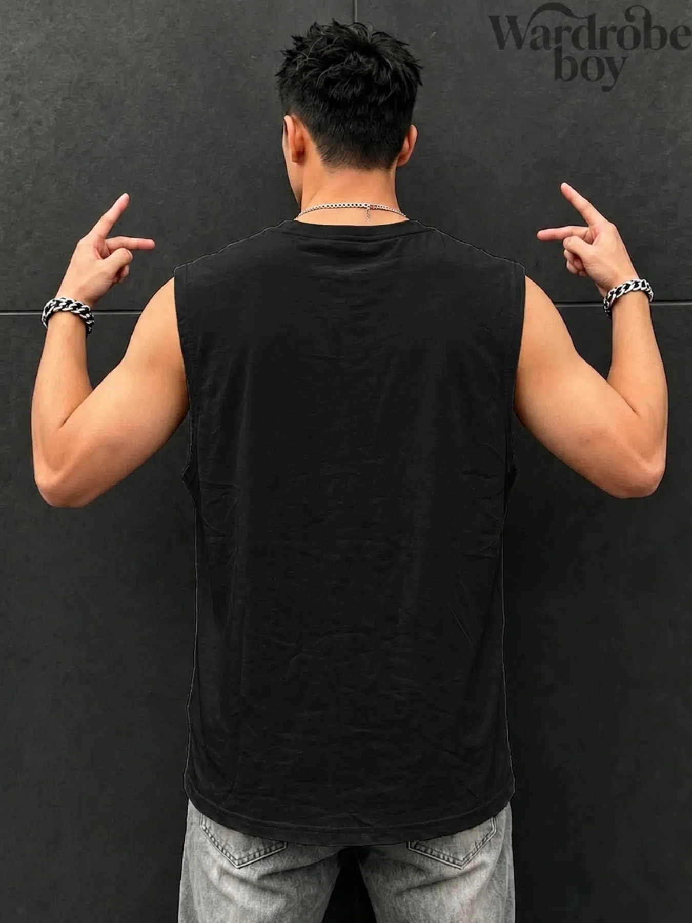 Pure Cotton Minimal Basic Tank Top Men American Street Daily Outfit