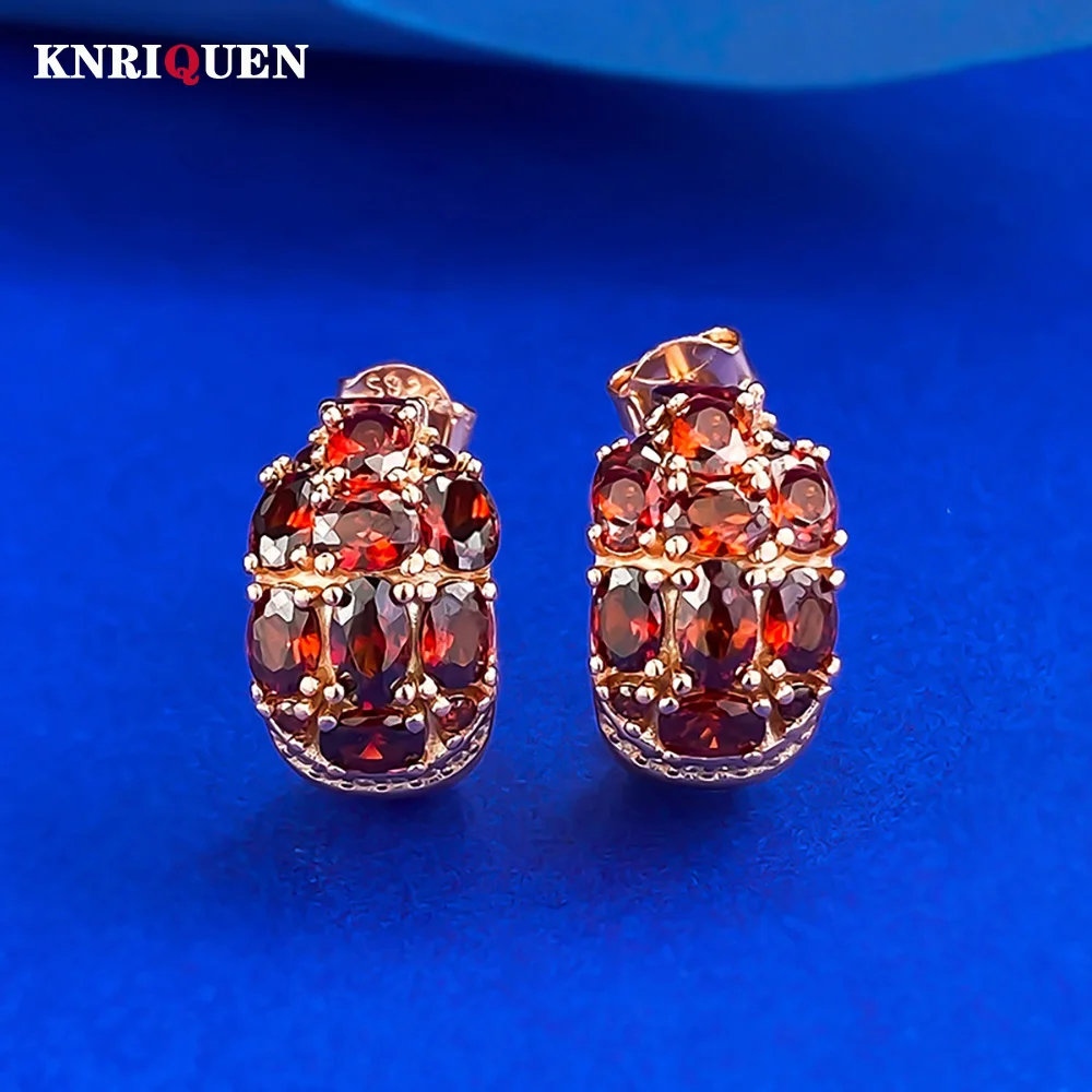 

Новые ретро 18 К позолоченные серьги-гвоздики из стерлингового серебра 925 пробы с гранатом и драгоценными камнями для женщин, индивидуальные ювелирные изделия, подарок на годовщину