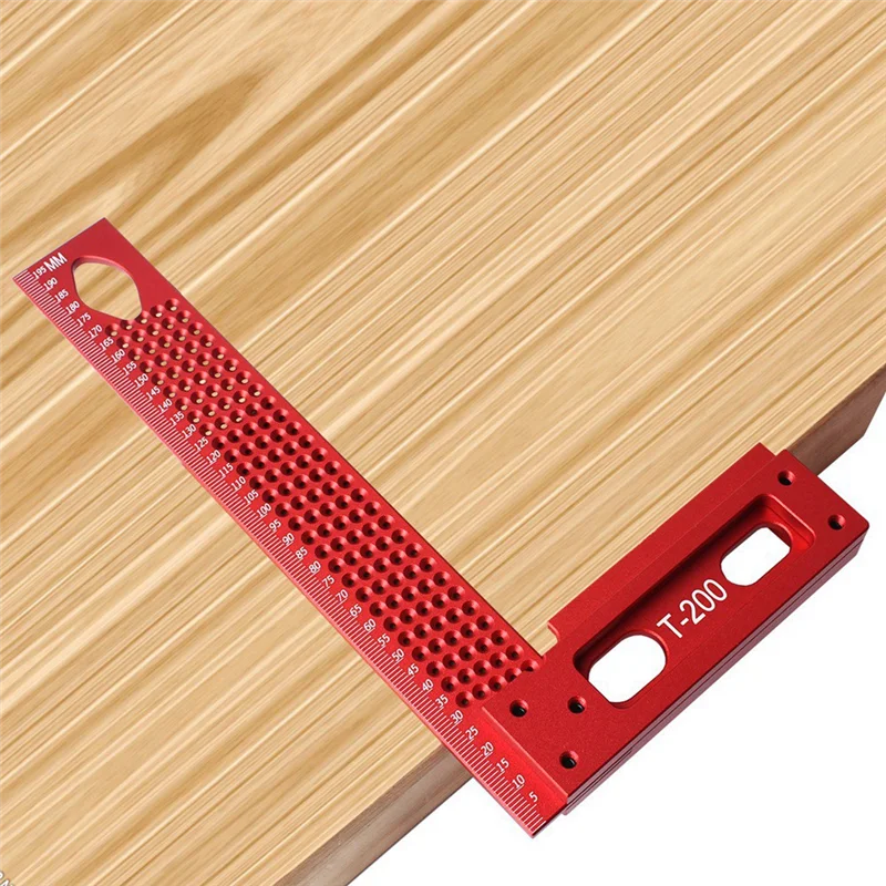 

Vlag 1 PCS 200MM Precision Scale Ruler L-Type Hole Ruler Aluminum Alloy Woodworking Scribing Mark Line Gauge