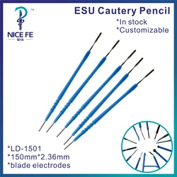 LD-1501 5pcs disposable esu cautery pencil Accessories Ion Electrosurgical blade electrode 150mm*2.36mm,blade Surgical tools