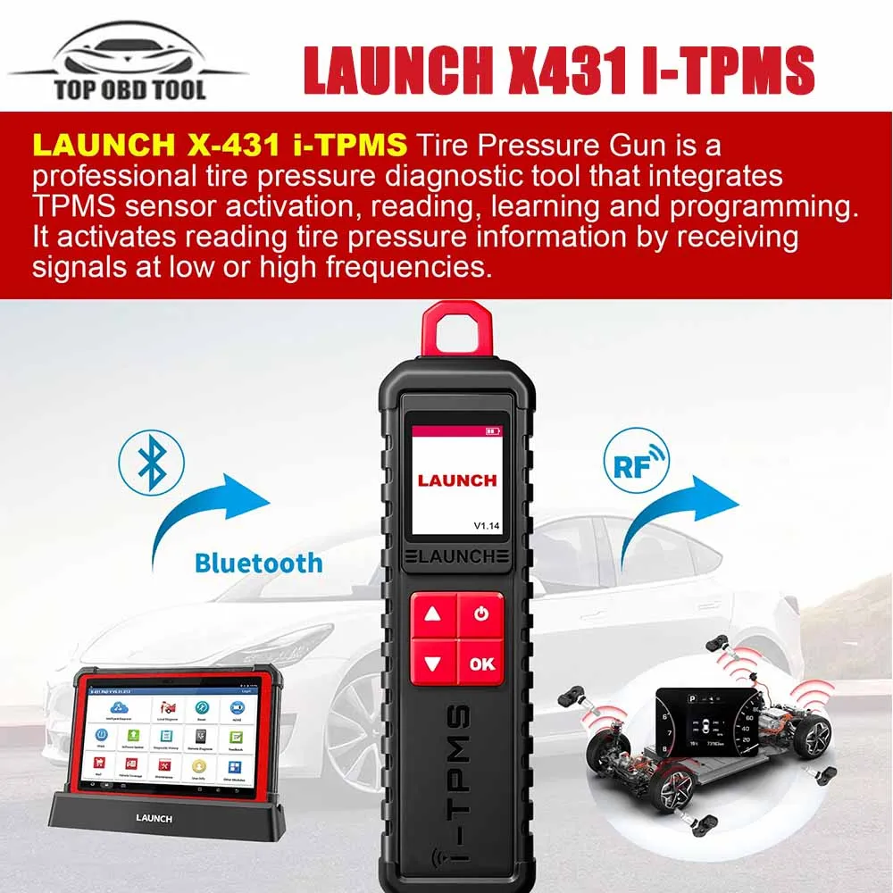 LAUNCH X431 TSGUN I-TPMS Car Tire Pressure Diagnostic Tool Relearn Active Program 315/433Mhz Sensor for PRO TT/PRO3S+ V5.0/PAD