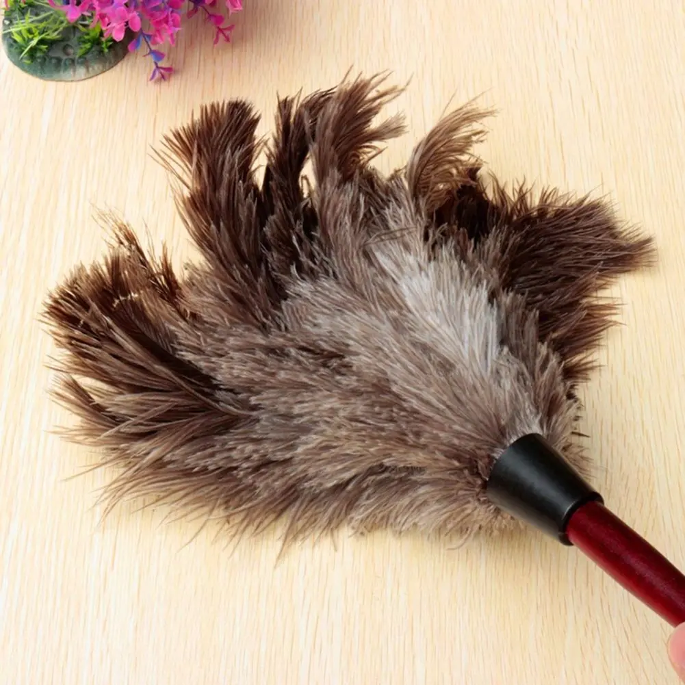 Feather Duster Wooden Handle Duster Anti-static Dust Removal Dusters Ostrich Duster Feather Fur Brush For Home Cleaning Tools