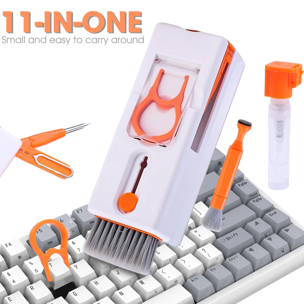 11 in 1 Cleaner Kit for AirPods Keyboards Laptop Screens Smartphones Cleaning Tool with Brush & Microfiber Cloth & Keycap Puller