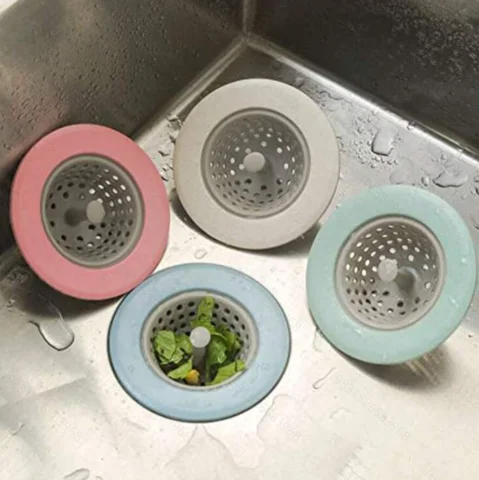 Silicone Anti-Clog Filters, Portable Sink Strainers, Drain Covers for Bathroom & Kitchen, Hair Blocking Drain Mesh Filters