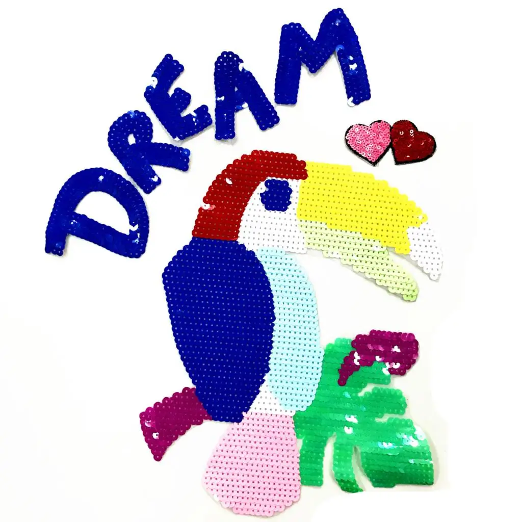 Parrotdream apliques de roupa parches de lentejuelas para vestuario hierro decorativo en parches grandes para parches de ropa
