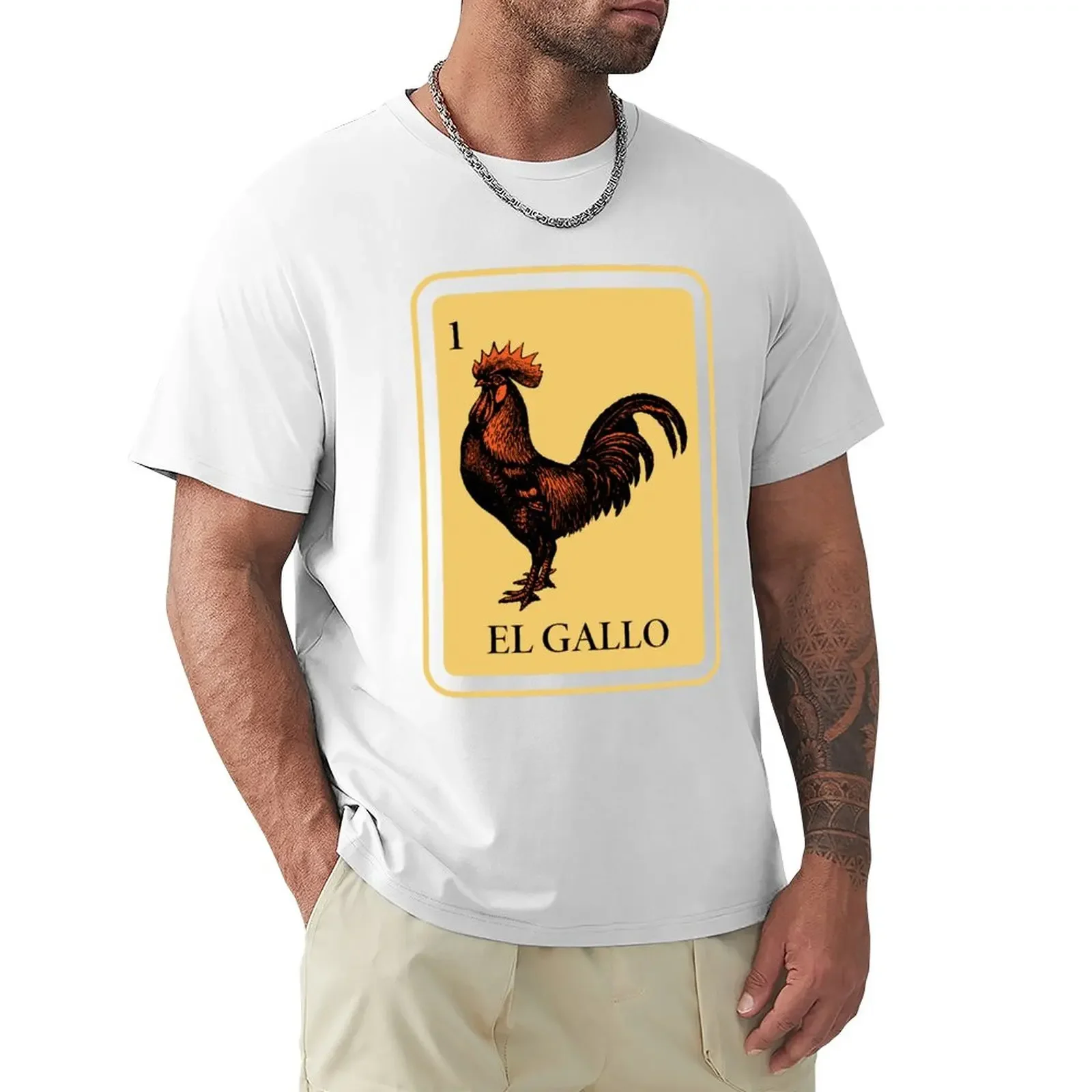 Mexican El Gallo Loteria Shirt I traditional T-Shirt customs graphics heavyweights men clothings