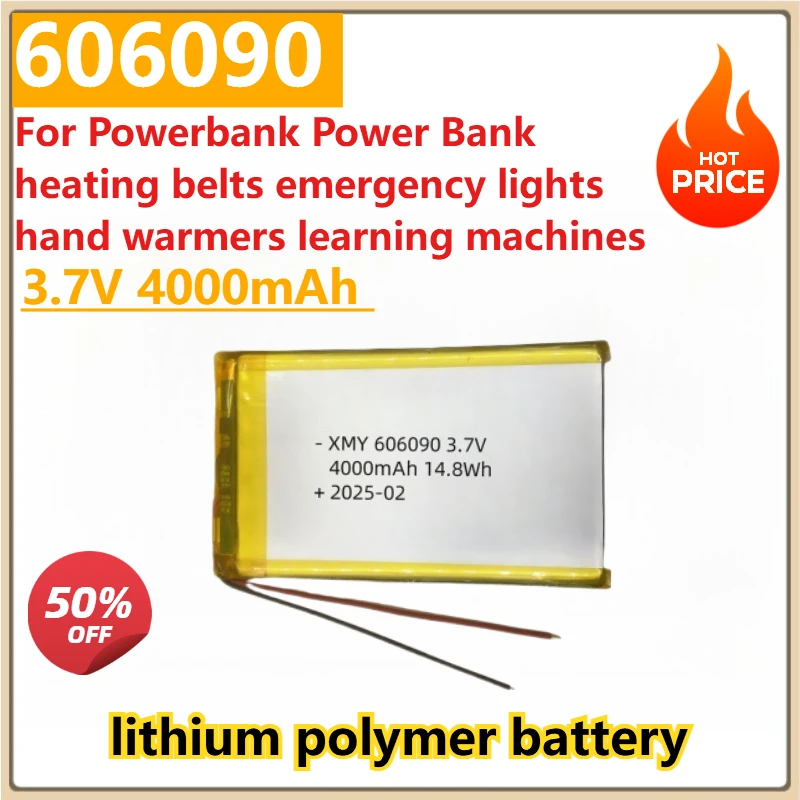 

Rechargeable Battery 606090 3.7V 4000mAh for Powerbank Power Bank heating belts emergency lights hand warmers learning machines