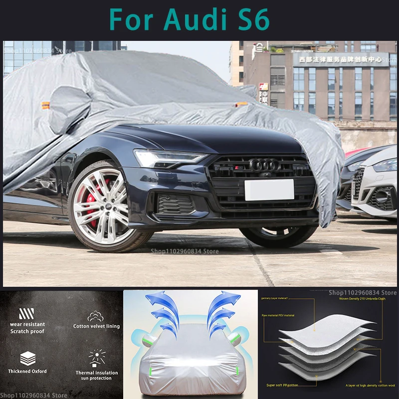 

For Audi S6 210T Waterproof Full Car Covers Outdoor Sun uv protection Dust Rain Snow Protective Auto Protective cover