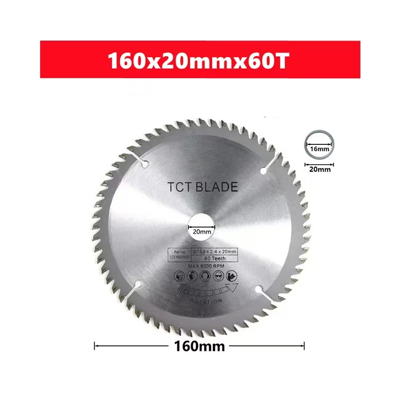 Circular Saw Blade 160mm x 20mm x 60T Circular Grinder Disc Cutting Wheel Saw Blade For Wood Metal Cutting Chainsaw Power Tools