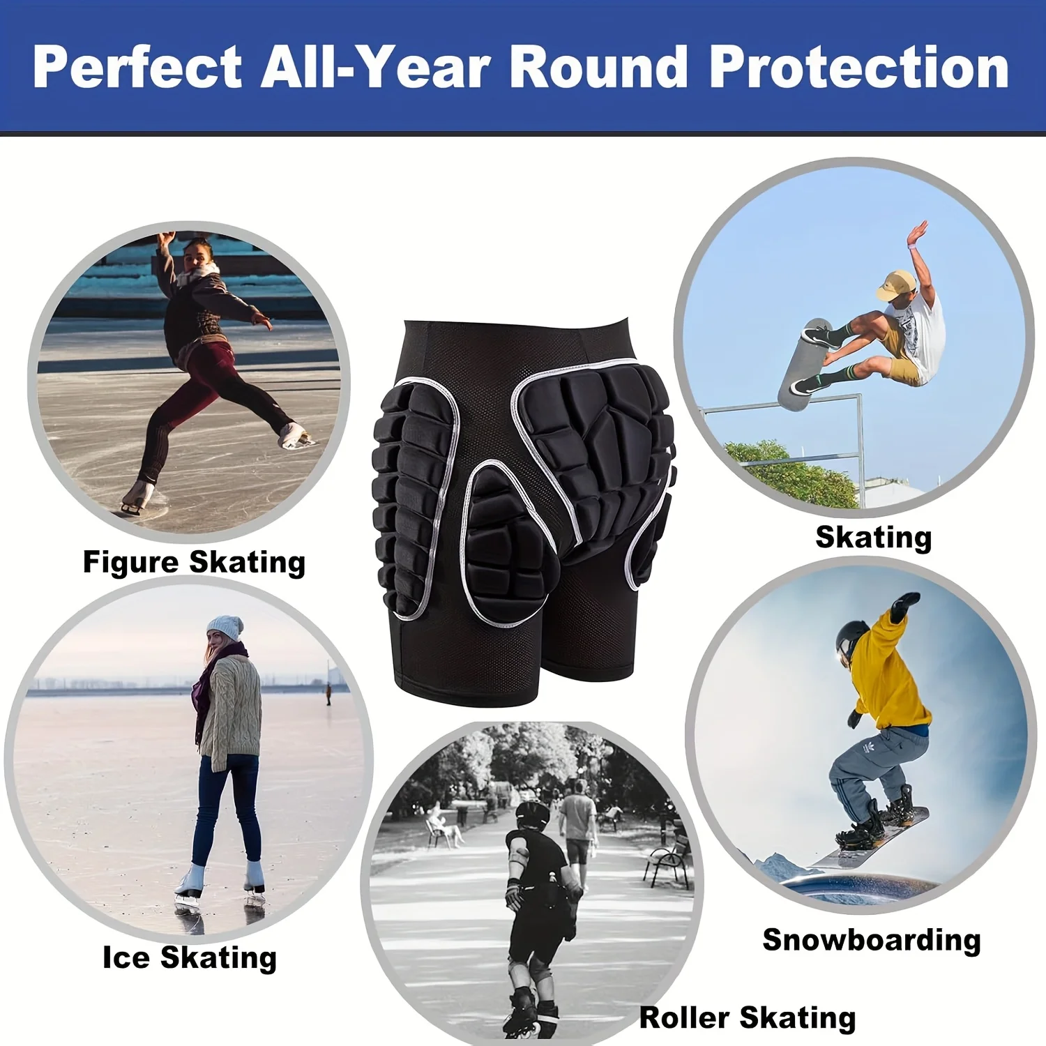 Protective Padded Compression Shorts for Adults – Impact-Resistant Hip & Butt Guard for Snowboarding, Skating & Extreme Sports