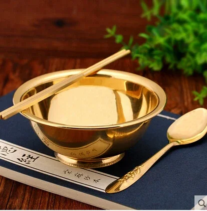 

Feng Shui copper bowl chopsticks spoon ornaments set practical copper tableware bowl chopsticks