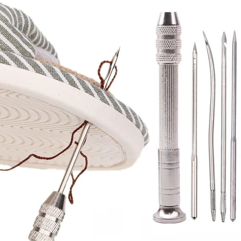 Novo conjunto de furador de costura de couro substituível multifuncional sapatos kit de ferramentas de reparo punch agulhas de costura diy costura leathercraft
