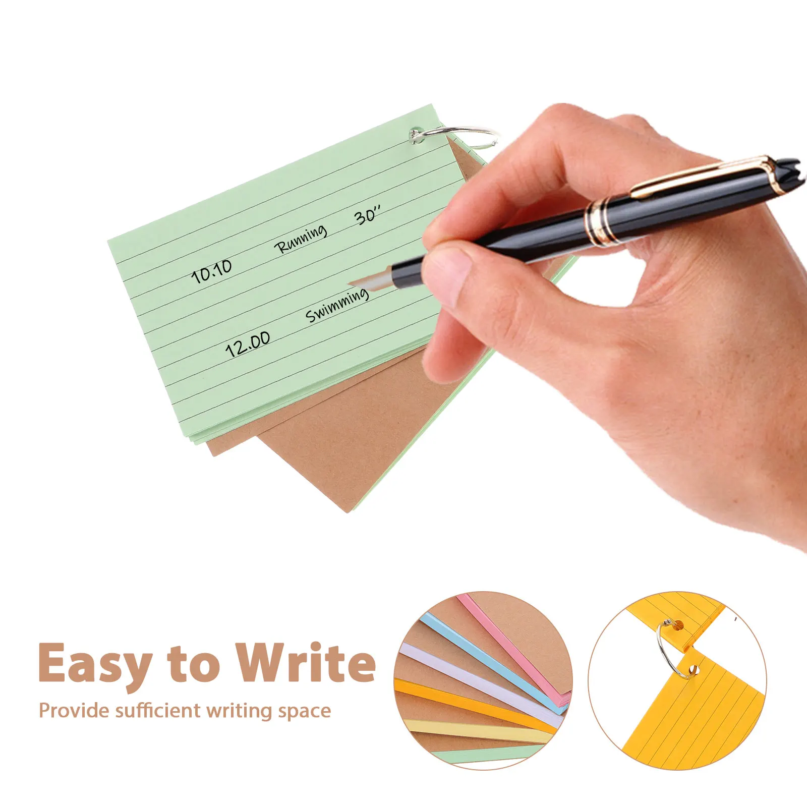 1 Set Index Cards Bulk Hole Punched Flashcards For Studying Portable Study Supplies College School Notepad English Vocabulary