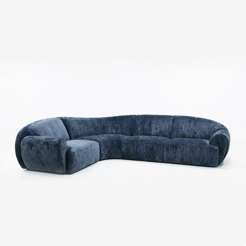 

Fabric sofa special-shaped corner combination Italian curved Motu snowflannel