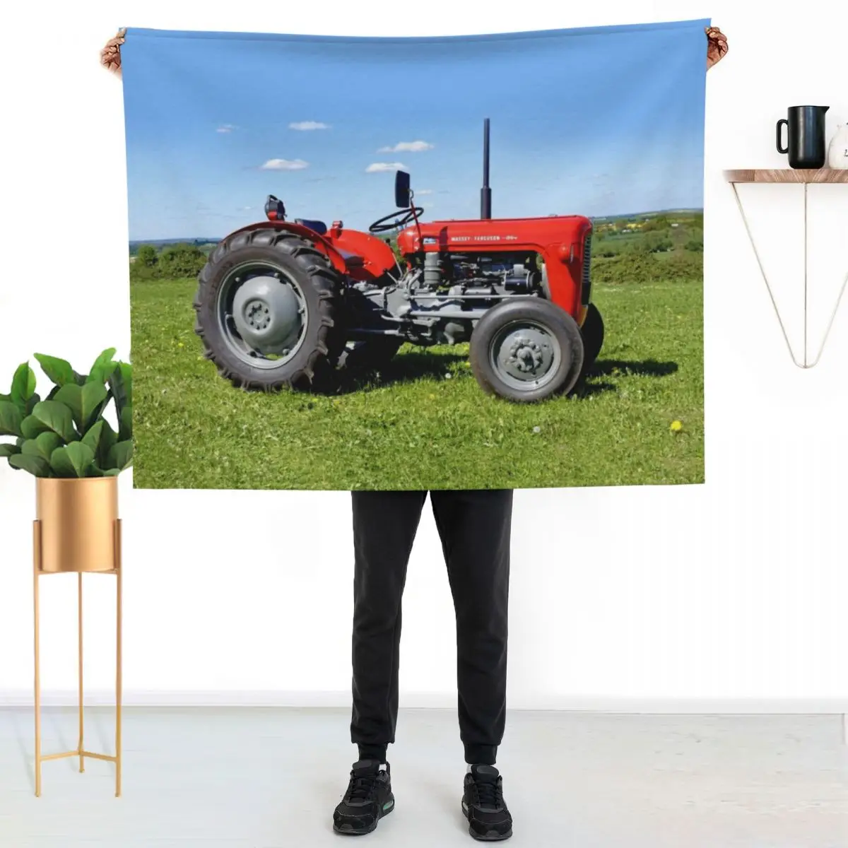 Massey Ferguson 35 Tractor Throw Blanket Luxury Brand Soft Plaid Flannel Fabric Cute Plaid Hairys Blankets For Sofas Blankets