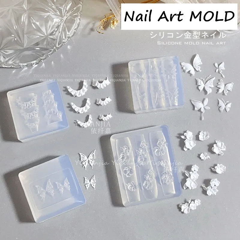 1pc Lotus Jasmine Butterfly Photo Frame 3D Acrylic Mold  Daisy Nail Art Decorations Nails DIY Design Silicone  Nails  Mold