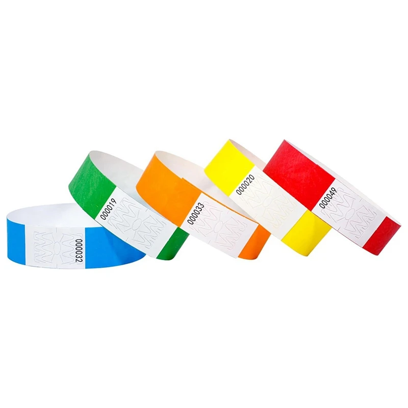 

5 Color Wristbands For Events - 500 Count Tear Resistant Waterproof ID Bands