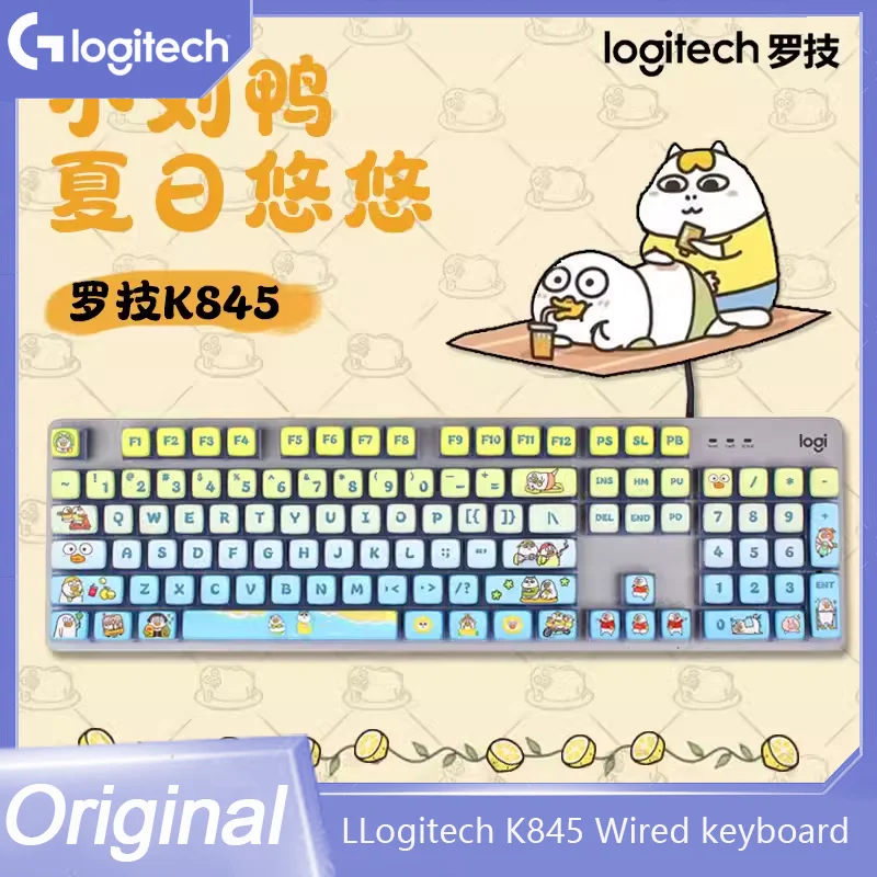 Logitech K845 Wired Mechanical Keyboard For Office Game E-Sports Green Axis Tea Axis Red Axis Cartoon K845 104key Wired Keyboard