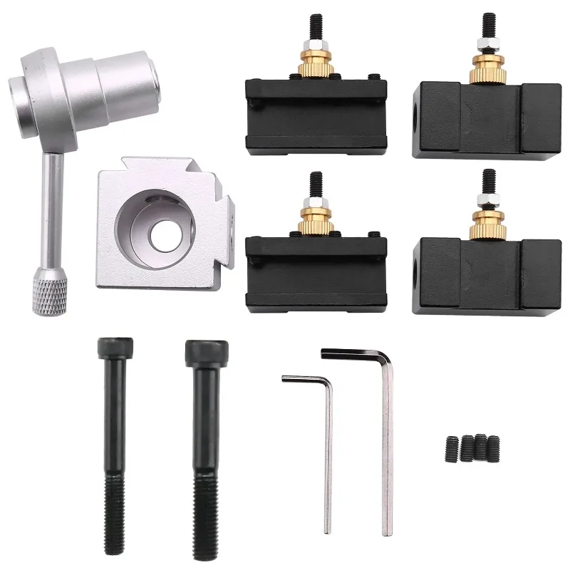 Mi-ni C-NC Lathe To-ol Holder Quick Change To-ol Post Cutter Holder Screw Kit Set Boring Bar Turning Facing Holder Wrench 210