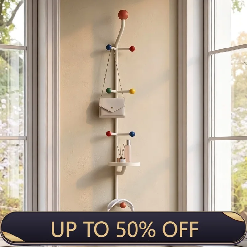 Vertical Wall Coat Rack Color Ball Clothes Racks Modern Entrance Hall Hat Holder With Storage Tray Home Decor Bedroom Bag Shelf