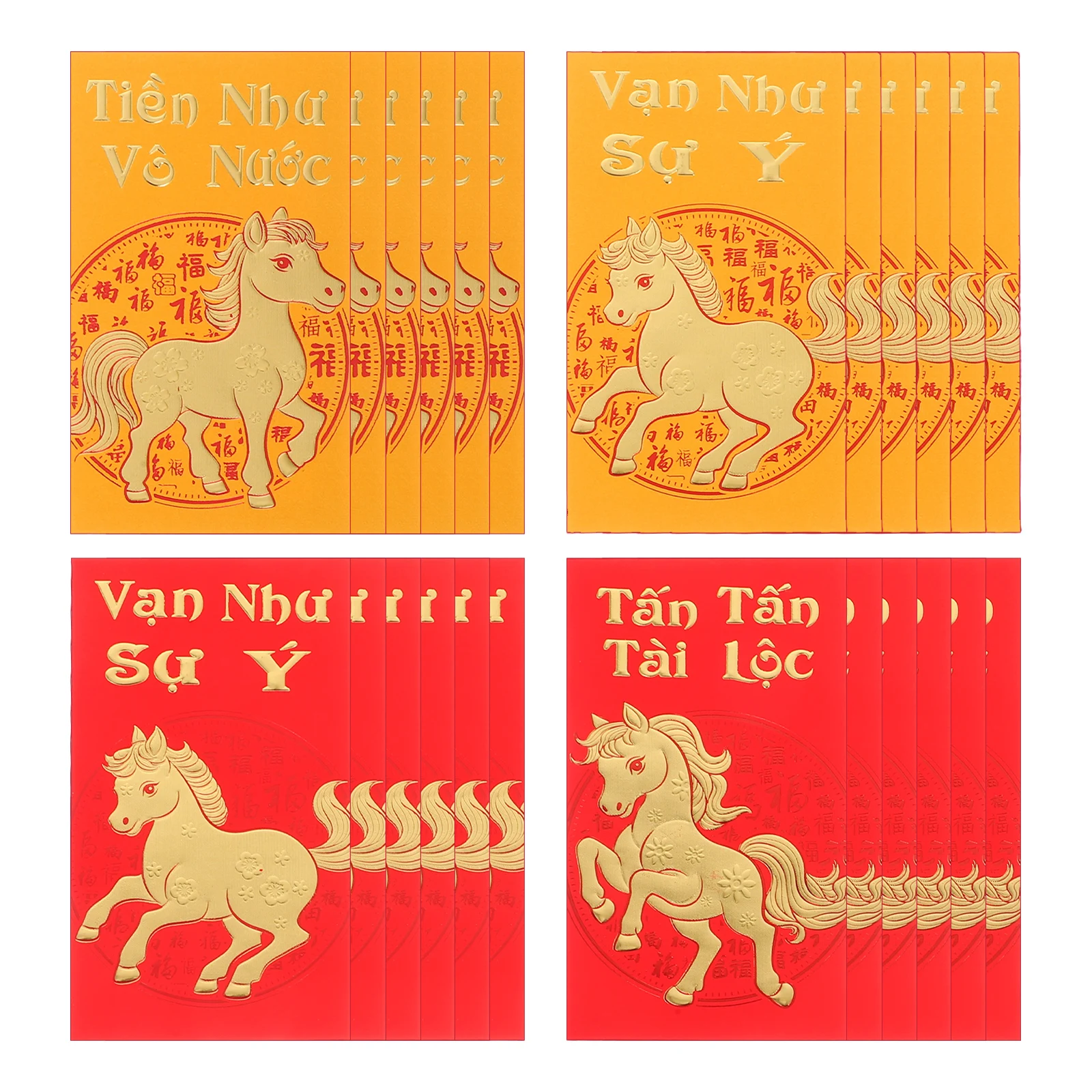 

48pcs Vietnamese New Year Red Envelopes 2026 Year Of The Horse Traditional Cultural Money Envelopes Creative Design Festival