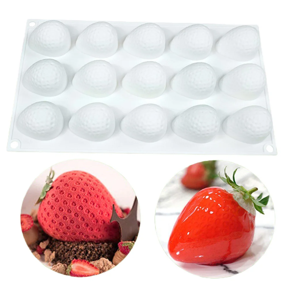 15 cavity 3D Strawberry Design Mousse Cake Mold French Dessert Silicone Mold Chocolate Jelly Baking Tools Cake Decorating Tool