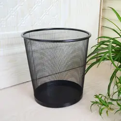 Iron Mesh Waste Bin Garbage Basket Home Office Trash Can Dustbin Sundries Storage Basket Box Bathroon Cleaning Bedroon Waste Bin