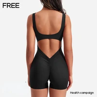 One-Piece Yoga Jumpsuit Skinny Short Sportswear Woman Gym Clothing Workout Clothes Fitness Stretch Bodysuit For Women tracksuit - Image 3