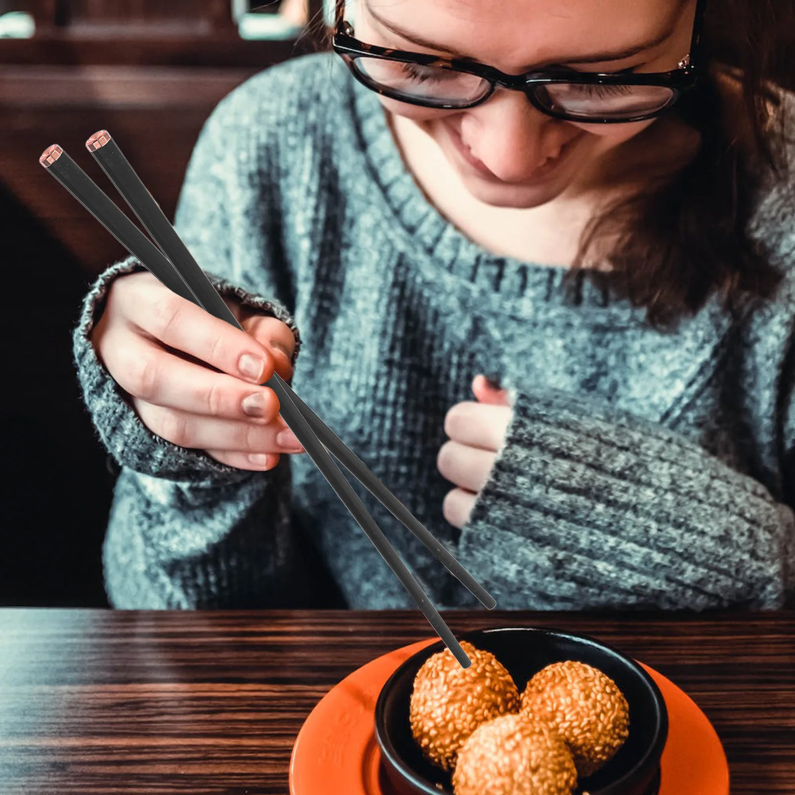 

5 Pairs Anti-slip Alloy Chopsticks Fiberglass for Cooking Outdoor Reusable Chinese Style PET Baby