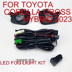 LED Fog Lights For 2022 2023 2024 Toyota Corolla Cross Hybrid Driving Lamp Driver+Passenger Side Clear Lens w/Switch Wire  Bezel