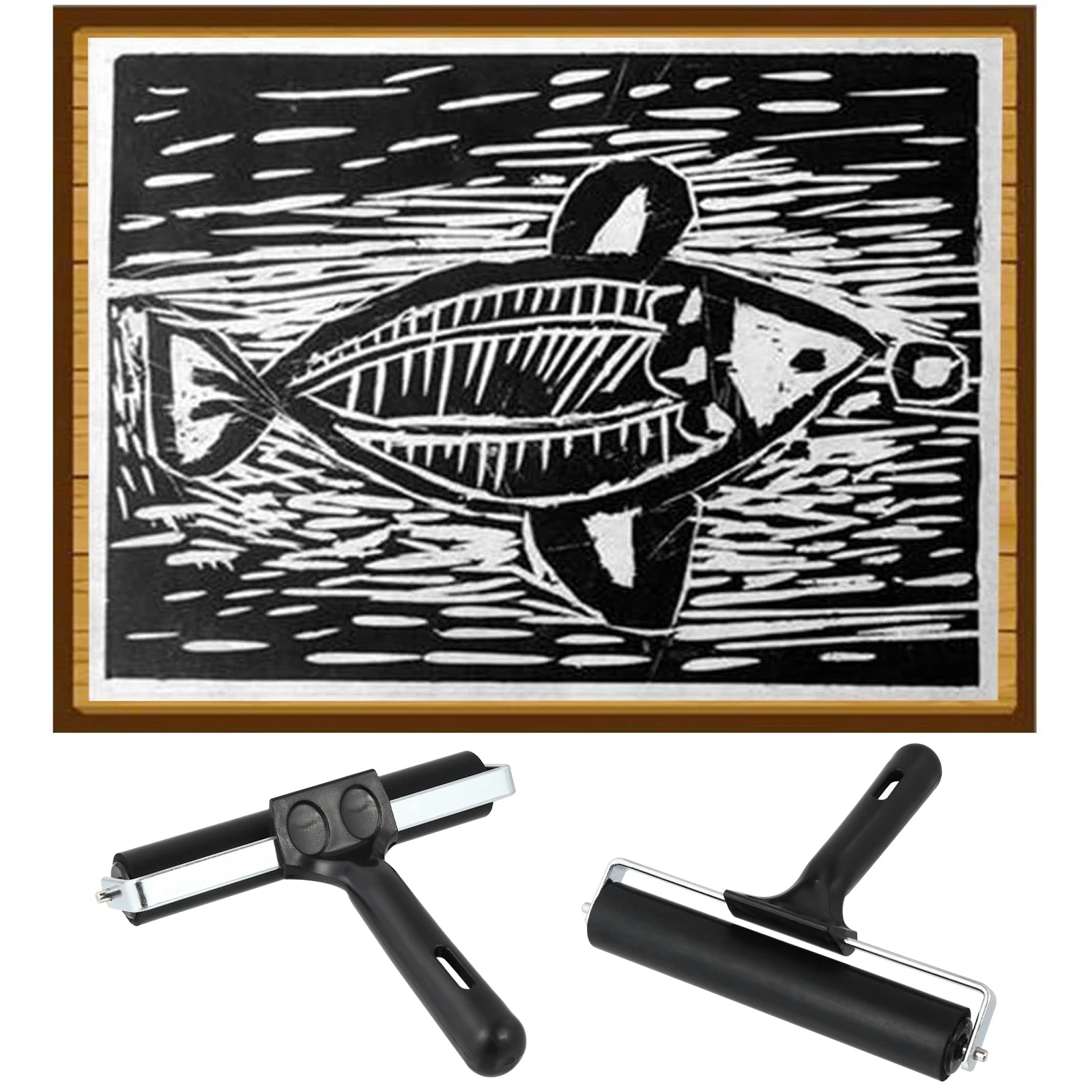 Rubberen rol voor inktapplicator Inktapplicator Lijmtape Stempelen Olieverfrollers Printmaking Tool Zelfs coating